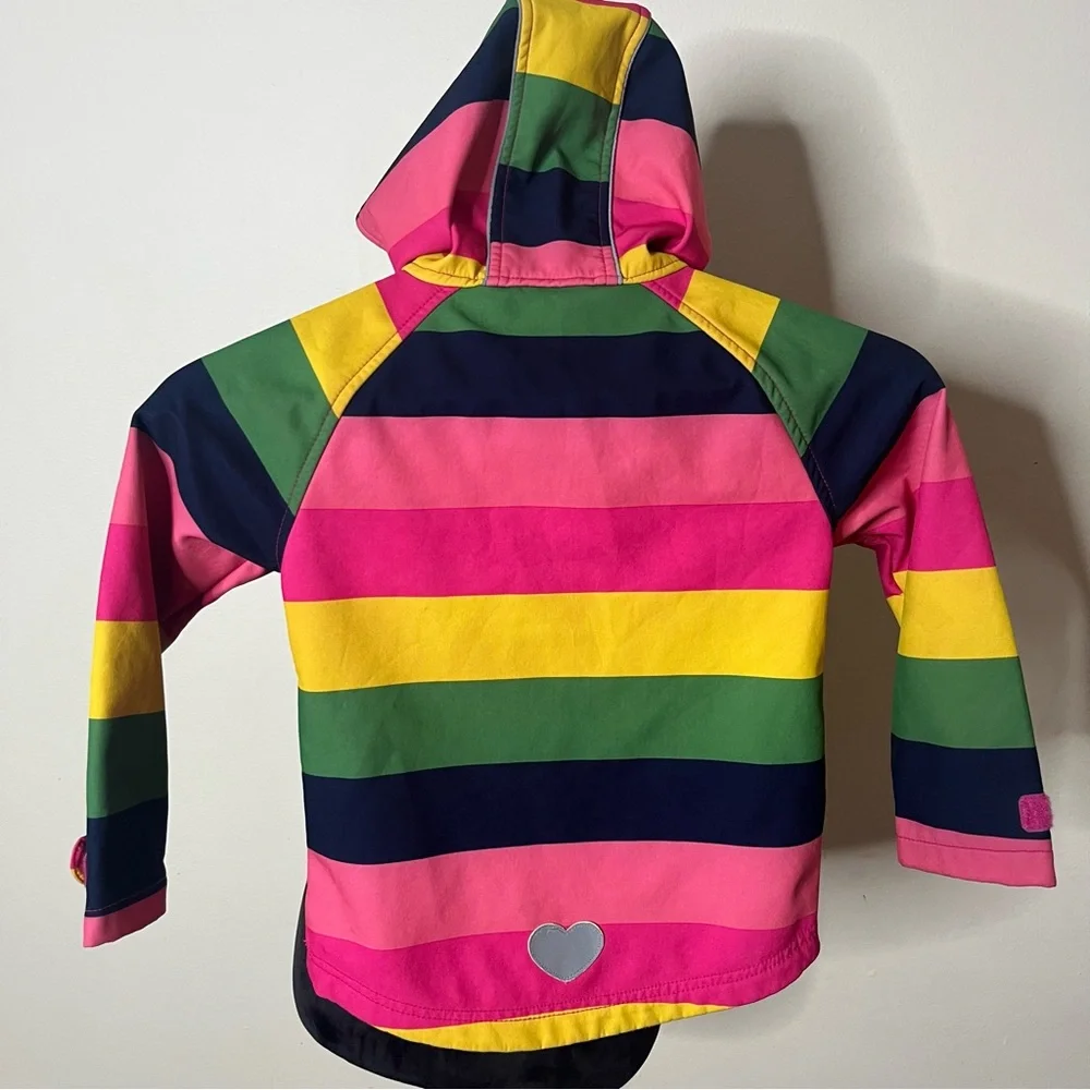 M2C Girls Sz 4T Rainbow‎ Striped Fleece Lined Hooded Windbreaker Jacket